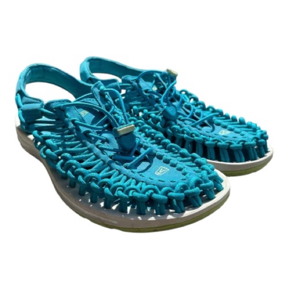 KEEN UNEEK Sandals Woman’s 9.5 Teal Two Cord Outdoor Comfort Slip On Casual - Picture 3 of 11
